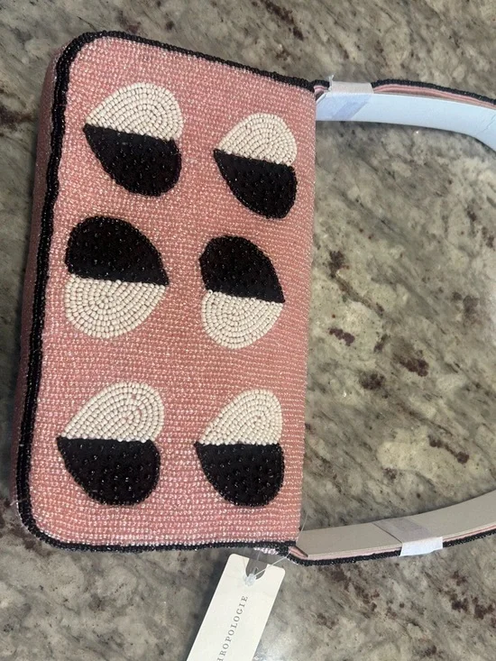 Anthropologie Hearts Pink Beaded Crossbody Bag - Picture 2 of 4